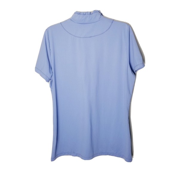 Missy Maude Blue Ruffle Neck Short Sleeve Top Women Size XL Style 1508 - Picture 3 of 14